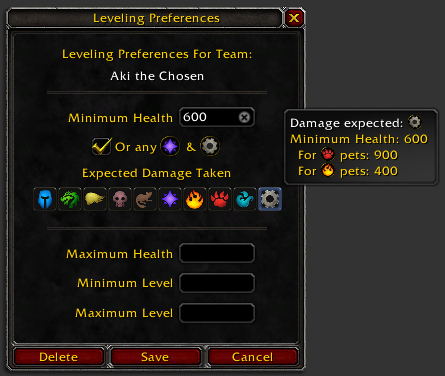 Leveling Preferences